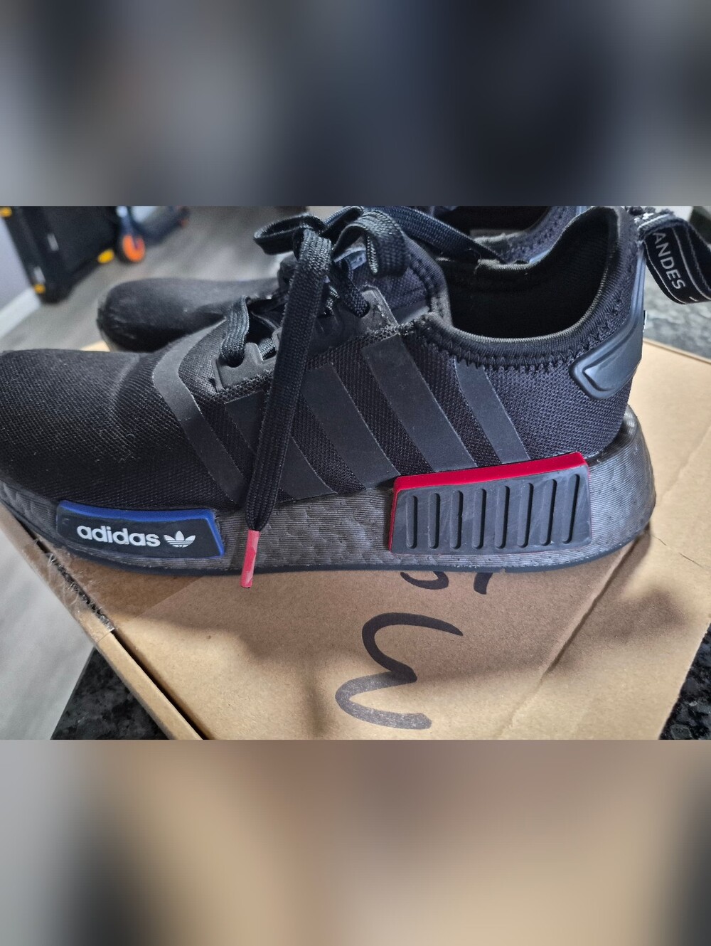 Adidas Big Kids  NMD Sneakers with Red & Blue Accents Great Condition.